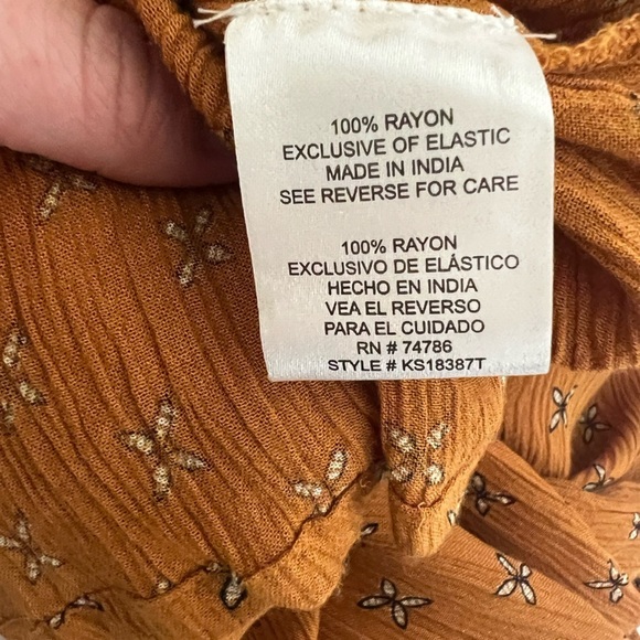 Patrons of Peace burnt orange floral flutter sleeve jumpsuit size medium - Picture 3 of 9